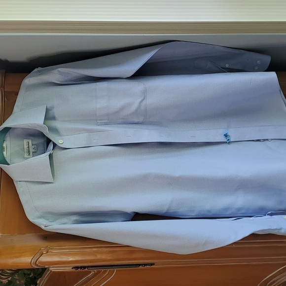 JOSEPH‎ & FEISS DRESS SHIRT. Beautiful shade of blue,  size 15 34/35. No iron. - Picture 1 of 11